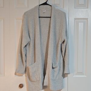 Cozy Women's Open Front Sweater - Light Gray